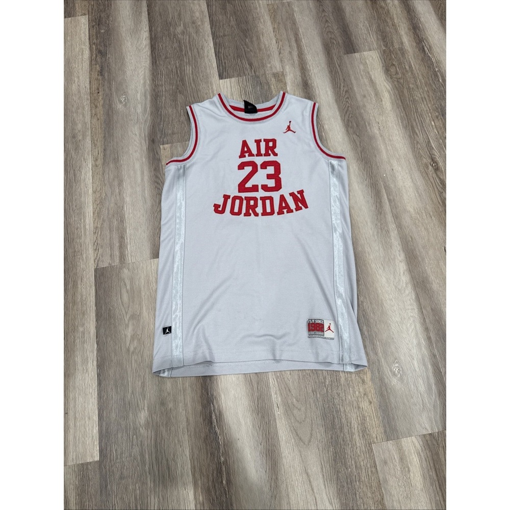 Jordan light Gray and Red Air 23 Kids XL Basketball Jersey